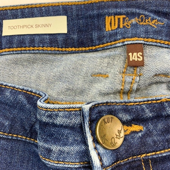 KUT‎ from the Kloth Toothpick Skinny Jeans Womens 14S Short Medium Blue Denim - Picture 9 of 9